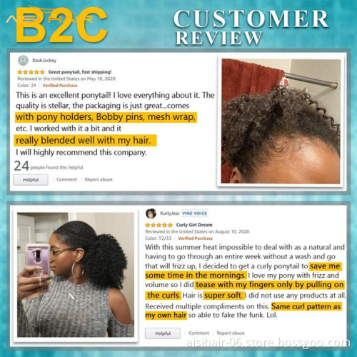 Aisi Heat Resistant Synthetic Fiber Ponytails Clip In Hair Extensions Afro Kinky Curly Hairpieces For Black Women Pony Tail